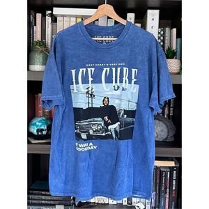 🐿️ NWOT Ice Cube Today Was A Good Day Acid Wash Blue Unisex Short Sleeve Tee XL